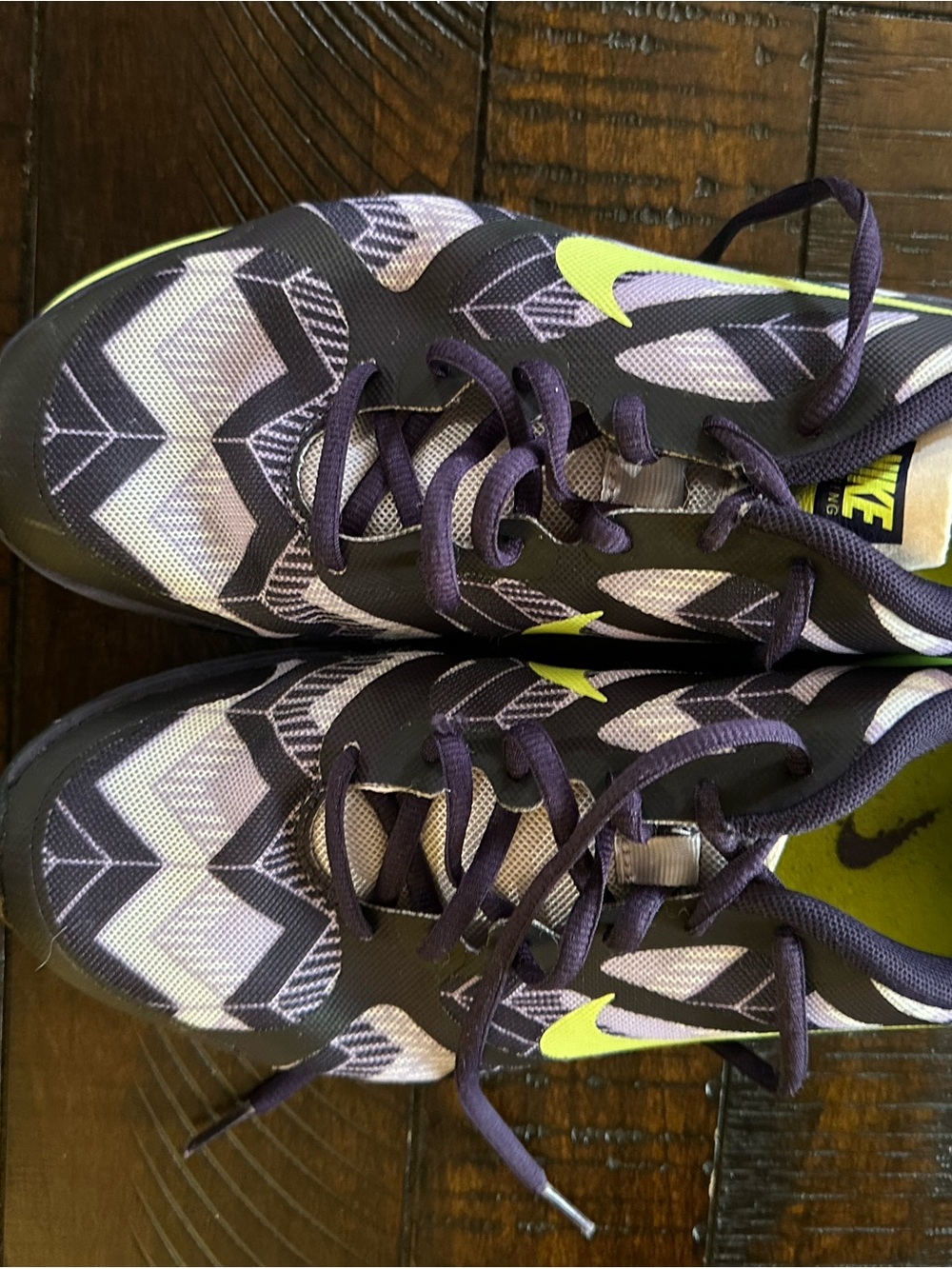 Nike Women’s Purple and Neon Yellow Athletic Running Shoes